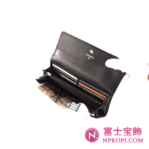 シャネル クルーズライン カメリア 長財布 ブラック A47004